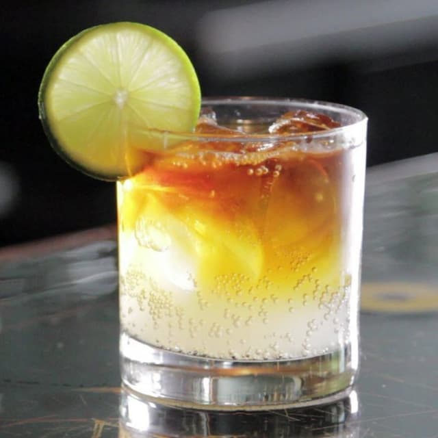 Photo of a Dark and Stormy cocktail